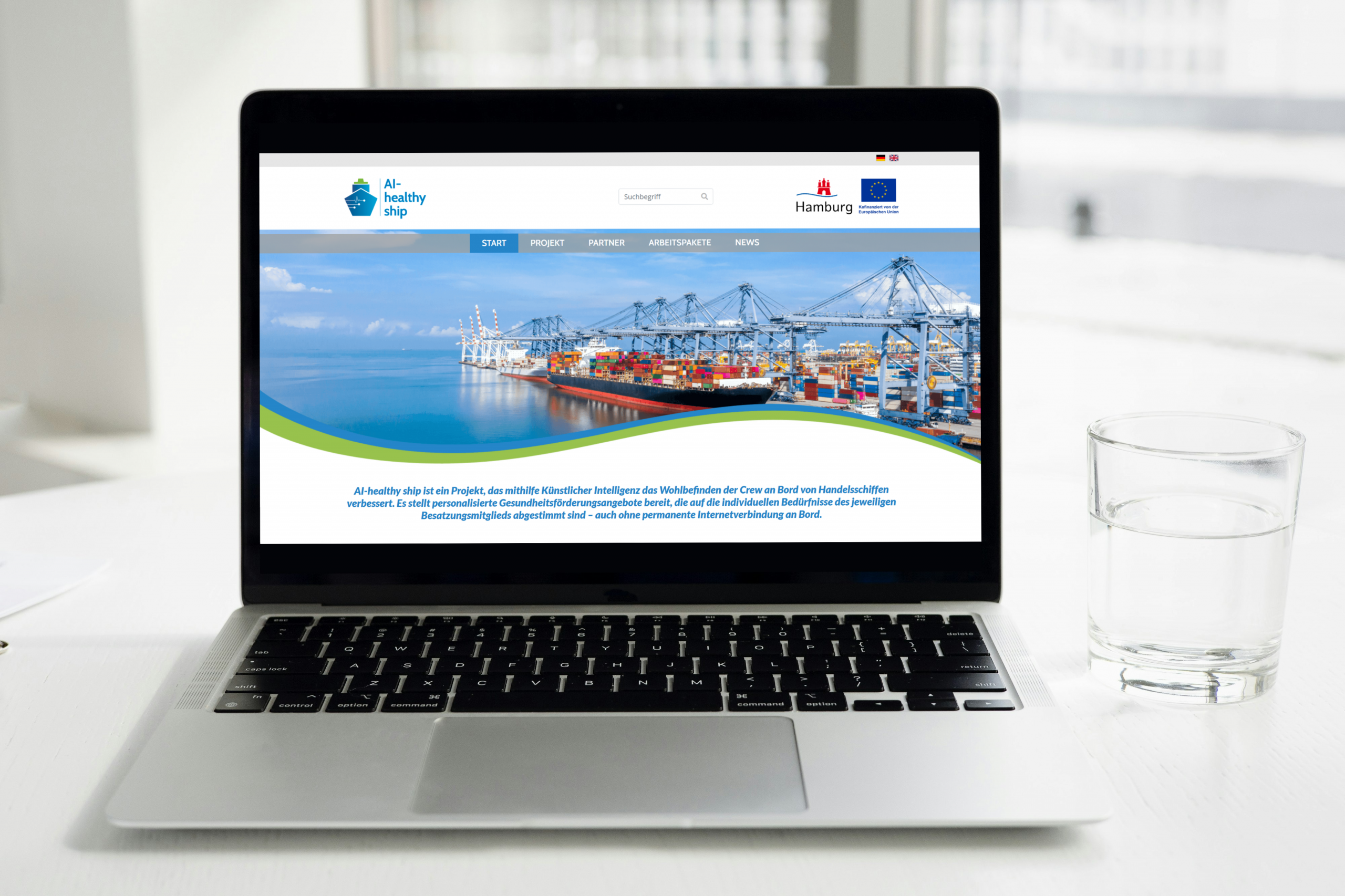 Bildshirm mir Website des Projektes ai-healthy-ship